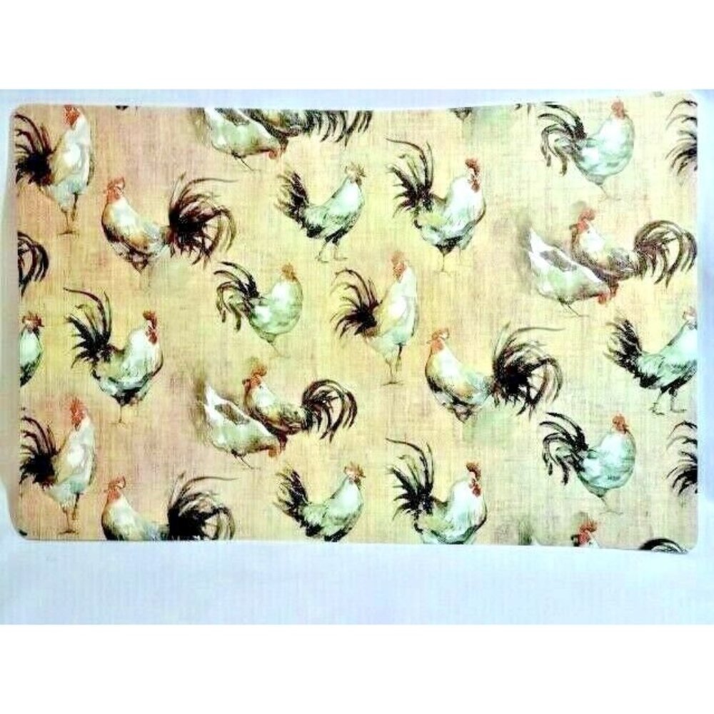 Country Rooster Chicken Placemats 2-Piece Rectangle Distressed Style Plastic NEW